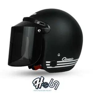 Helm Bogo Retro Classic Full Leher Untuk Pria Dan Wanita Dewasa sudah SNI bisa COD- Kaca Motorcycle