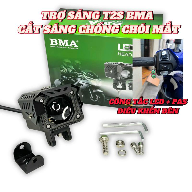 Trợ Sáng T2S BMA Cắt Sáng Chống Chói Mắt 50W Ánh Sáng Trắng Chạy Điện 12V Đến 24V , Bảo Hành 1 Năm ( Lắp Ngoài Xe ) Phụ Kiện Phụ Tùng