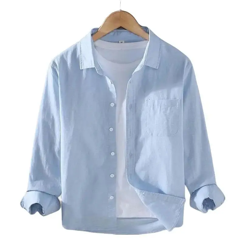 Áo Sơ mi nam dài tay vải đũi cổ bẻ full cúc 5 màu Basic Menswear greensleeves Shirt