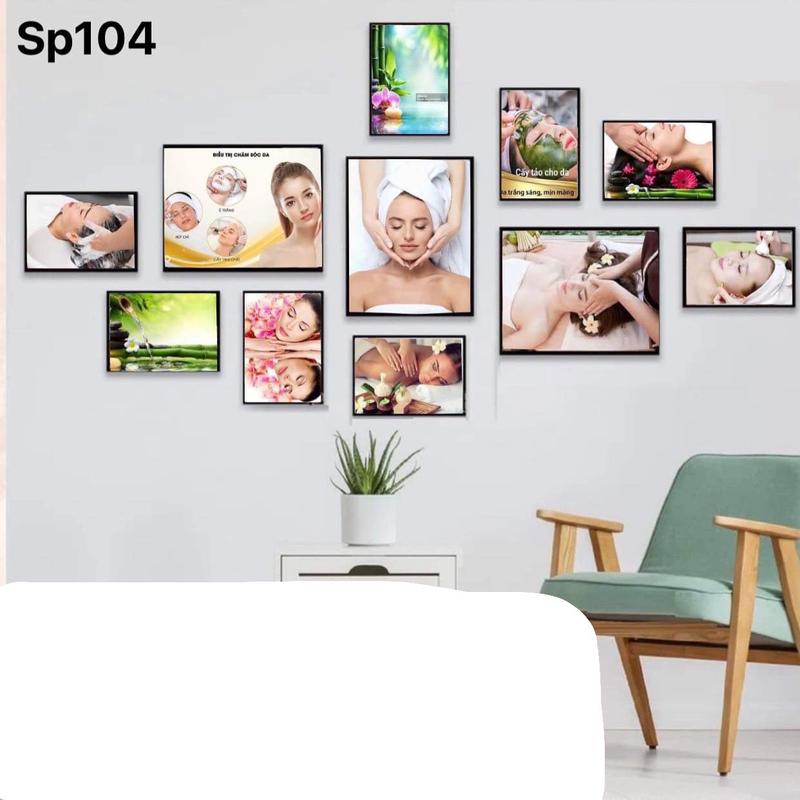   40mẫu  BỘ 11 tranh 3 tranh 20x30cm 8 tranh 15x21cm trang trí  spa  chăm sóc da gội đầu dưỡng sinh nhựa fomex nhẹ kèm băng keo tranh  fome  x 