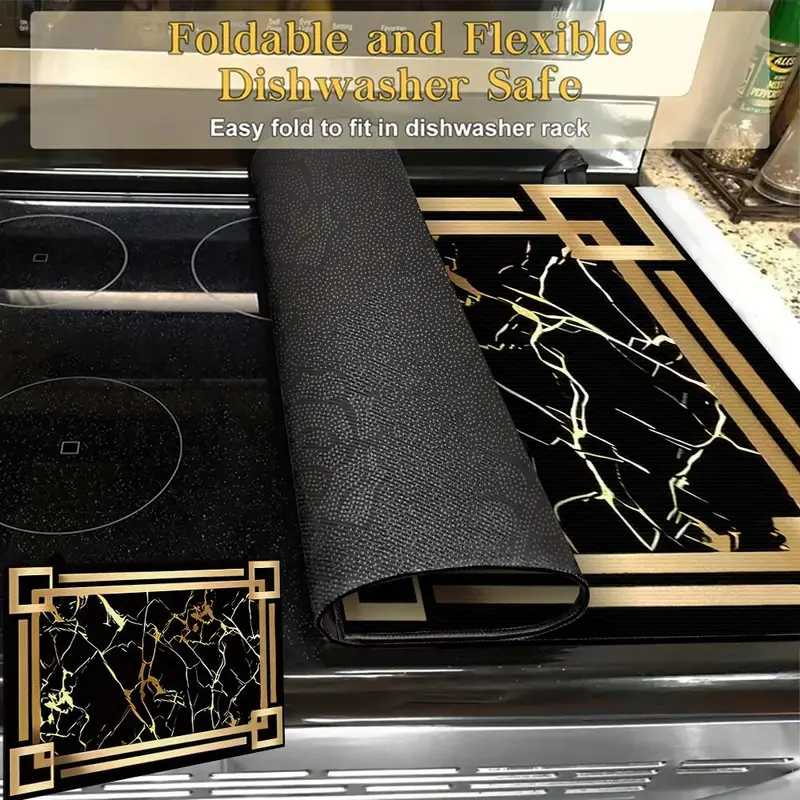 Luxury Style Kitchen Countertop Mat, Non-slip Dust-proof Kitchen Countertop Mat, Kitchen Decor Supplies for Table, Stove, Washer, Fridge, Dishwasher 8