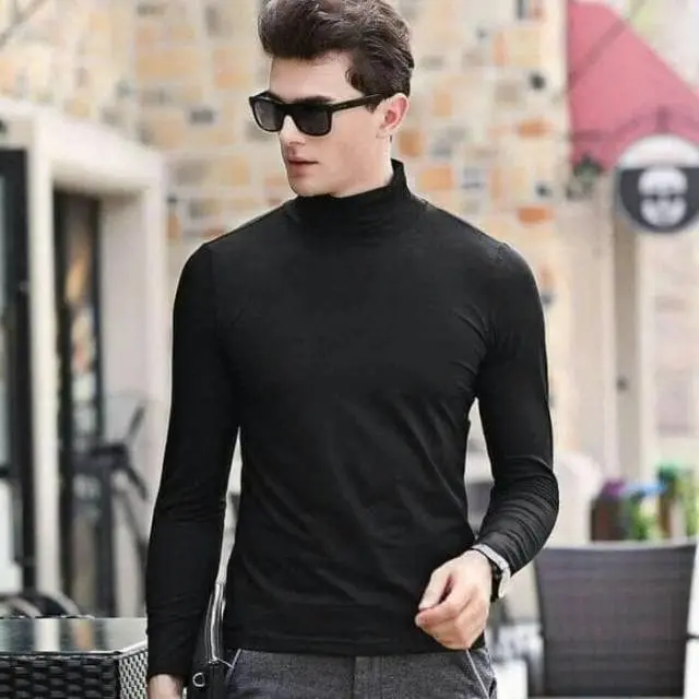 TURTLENECK PRIA LENGAN PANJANG KOREAN STYLE KUALITAS PREMIUM Baju Cowok Knitwear Kerah Sweater Tebal Hitam Crewneck Bahan Rib Premium Nyaman Untuk Semua Musim
