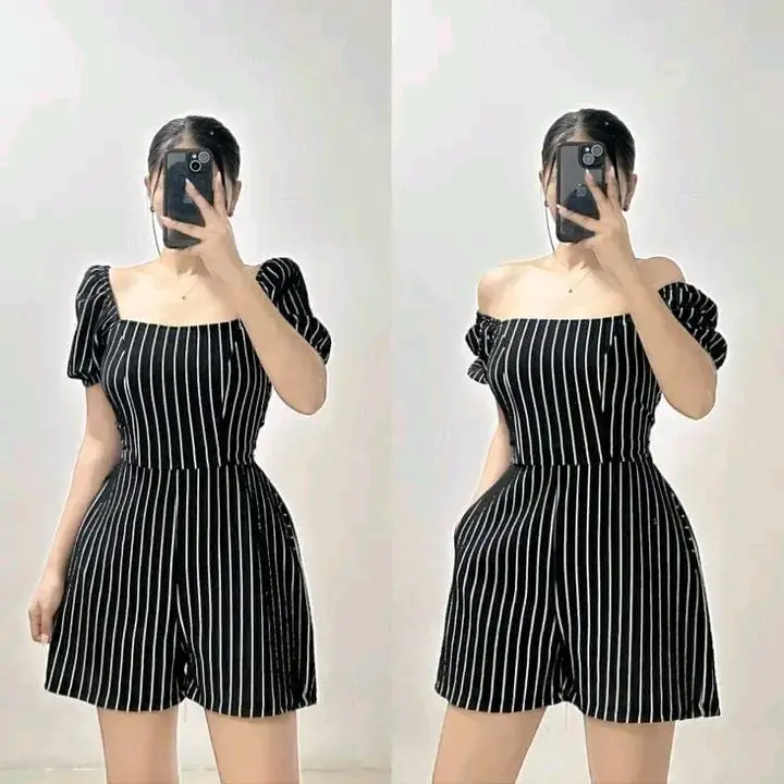 AVA PRINCESS SLEEVE ROMPER SHORT WITH 2 SIDE POCKET Overalls