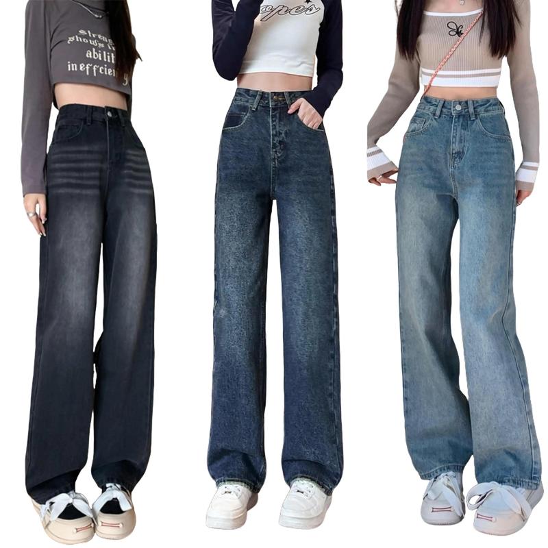 Moli Jeans - Quần jean Suông Ống Rộng Màu Xanh Nhạt Mài Thời Trang BigSize Denim hot hit 4542 Quần Jean Ống Rộng Wash Màu, Quần Bò Ống Rộng, Kiểu Dáng Ống Suông Rộng, Quần Bò Nữ Ống Rộng Dáng Xuông Nữ Pants Baggy Women Ong quần loang ốngsuông