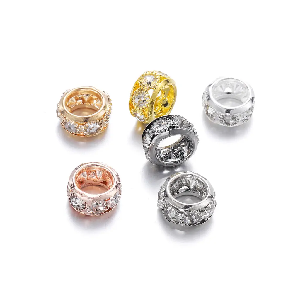 St.Kunkka 20pcs 12/10mm Copper Rhinestone Beads Spacer Bead Ring Making Jewelry DIY For Bracelet Necklace