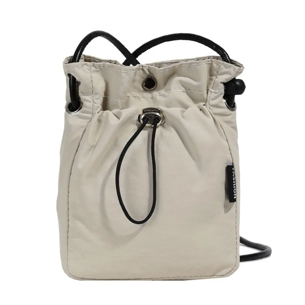 Casual Korean Style Drawstring Canvas Bag Crossbody Bag Purse Nylon Shoulder Bag Wallet Bags Solid Color Mobile Phone Bag Outdoor