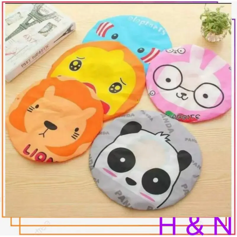SHOWER CAP KARAKTER TOPI PENUTUP COVER KEPALA PELINDUNG RAMBUT WATERPROOF