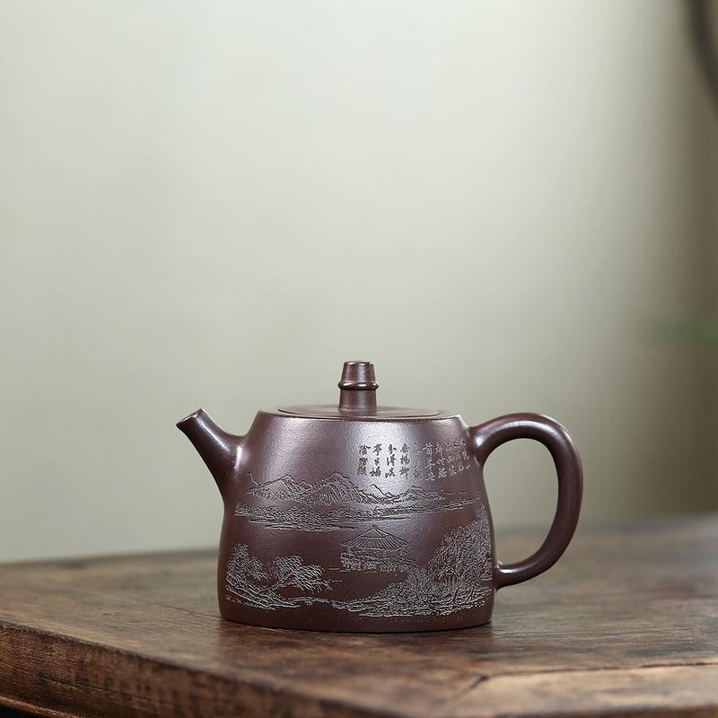 ( Uống Nhiều Người ) Ấm Tử Sa Hán Đạc Tử Nê 400ml  Uống Pha Đồ Trà Đạo Đất Nghi Hưng Cao Cấp Kèm Giấy Chế Tác