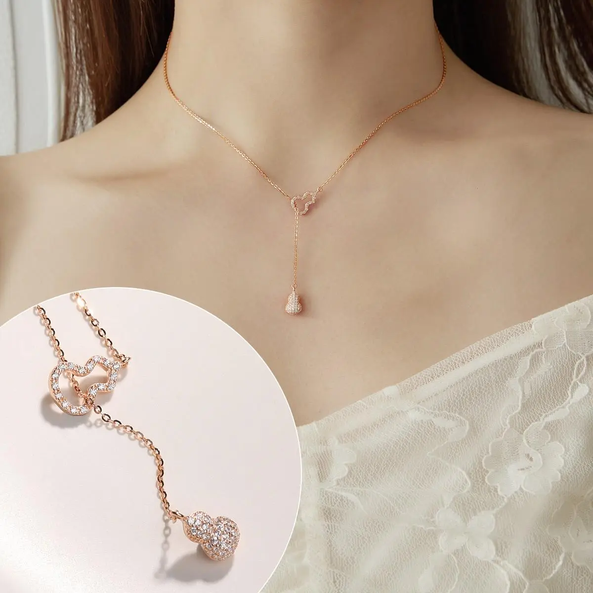 Kalung Titanium Rose gold rantai itali dan cassandra liontin .Panjang 47CM