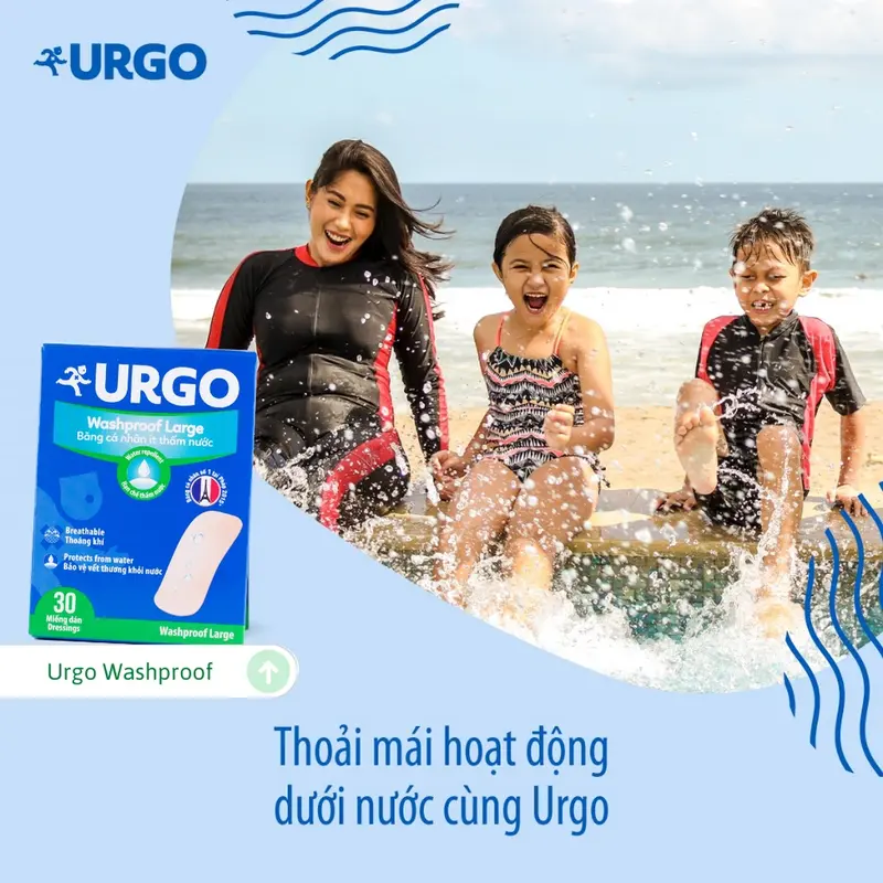 Băng Cá Nhân Ít Thấm Nước Bản Lớn Urgo Washproof Large 3.8cm x 7.2cm (Hộp 30 miếng) 4