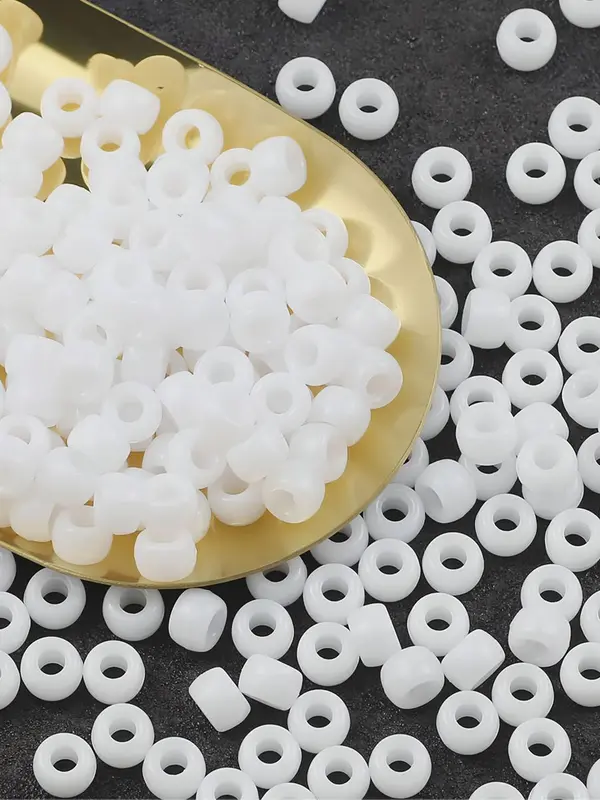 White Beads, 6x9mm Plastic Beads, DIY Jewelry Making Supplies for Bracelet & Hair Accessories, Fashion Accessories for Jewelry Making 3