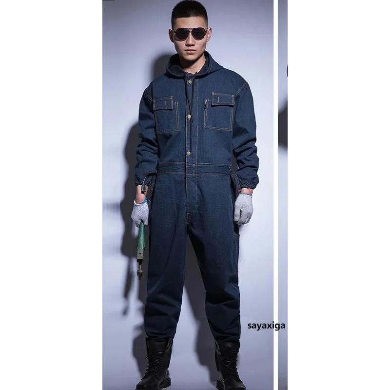 2024 Jumpsuit Denim Cotton Thick Working Suits Winter Men Women Welding Overalls Auto Repair Coverallls Welder Suit Office Mechanics 6
