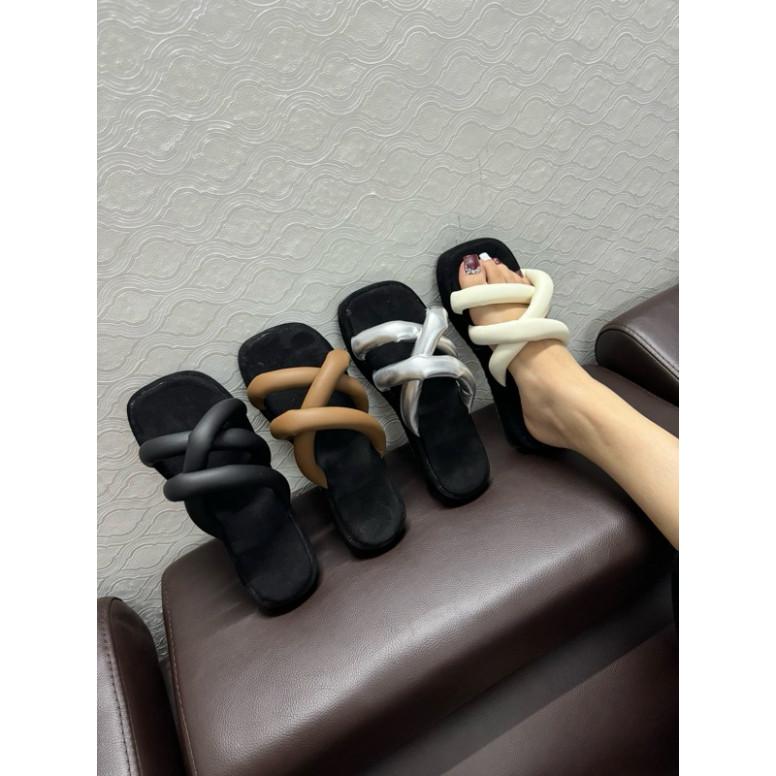 Dép mút ống 3cm( ống si sáp chéo) siêu xinh hót xịn xò 2024 avivas Nhung Sandal（miễn phí vận chuyển） Jean Len DéP Nữ 8