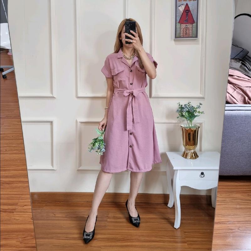 vivi dress Polos Bisa Dicuci Dengan Mesin Lengan pendek D7376-2585 2