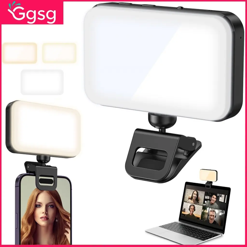 [SG]Led Fill Light For Mobile Phone Laptop Selfie Light Clip Adjusted 3 Light Modes Rechargeable For Makeup /Tiktok /Vlo
