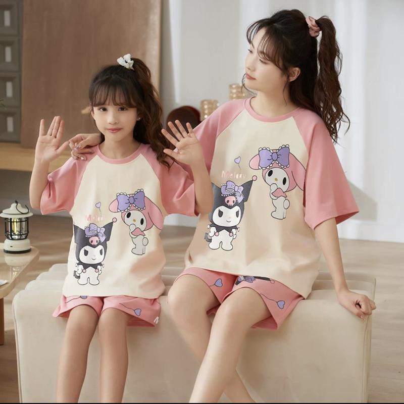 Sét bộ quần áo Hello kyty Thời Trang Bé Gái Mẫu Coromi đáng yêu dành cho bé gái chất vải tici size 9-45 kg mã 0011 bộ cộc tay phong cách đáng yêu
