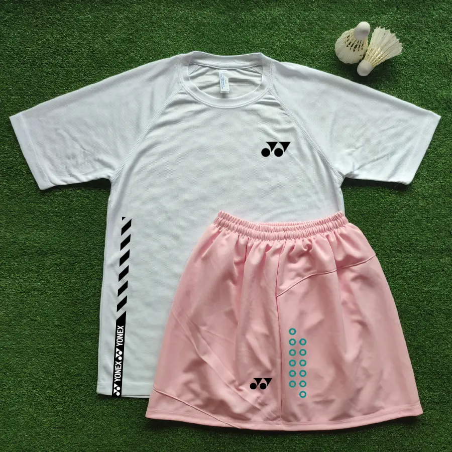 Kaos Jersey Badminton Setelan Polos YV4 ROK WANITA WHITE bahan Dryfit Olahraga