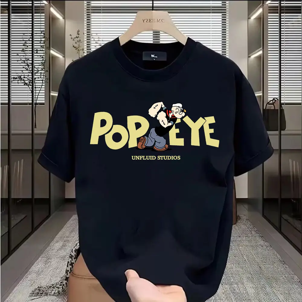 Kaos lengan pendek longgar kasual motif Superman Bayam 100% katun untuk pria