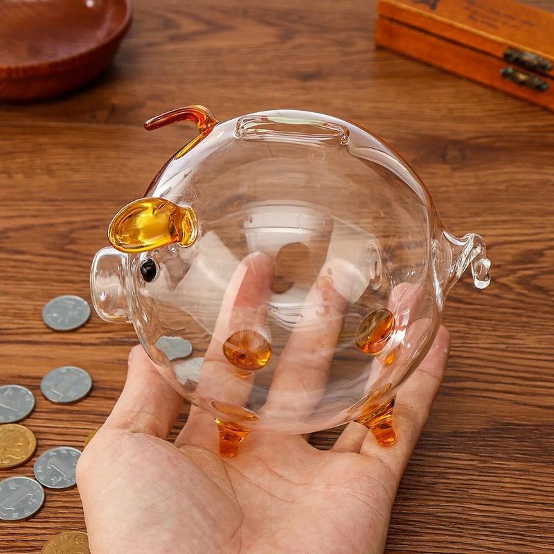 Heo thuỷ tinh trong suốt size vừa 13cm đựng tiền , vàng , bao cute làm quà tặng rất sang chảnh và ý nghĩa