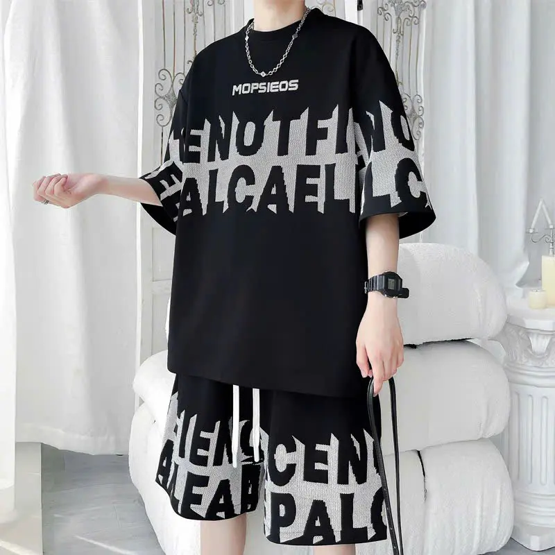Bộ đồ nam thể thao LOANG chữ chất vải Wafle mặc nhà, Bộ quần áo nam nữ in hình cực chất BO29 PROMAN