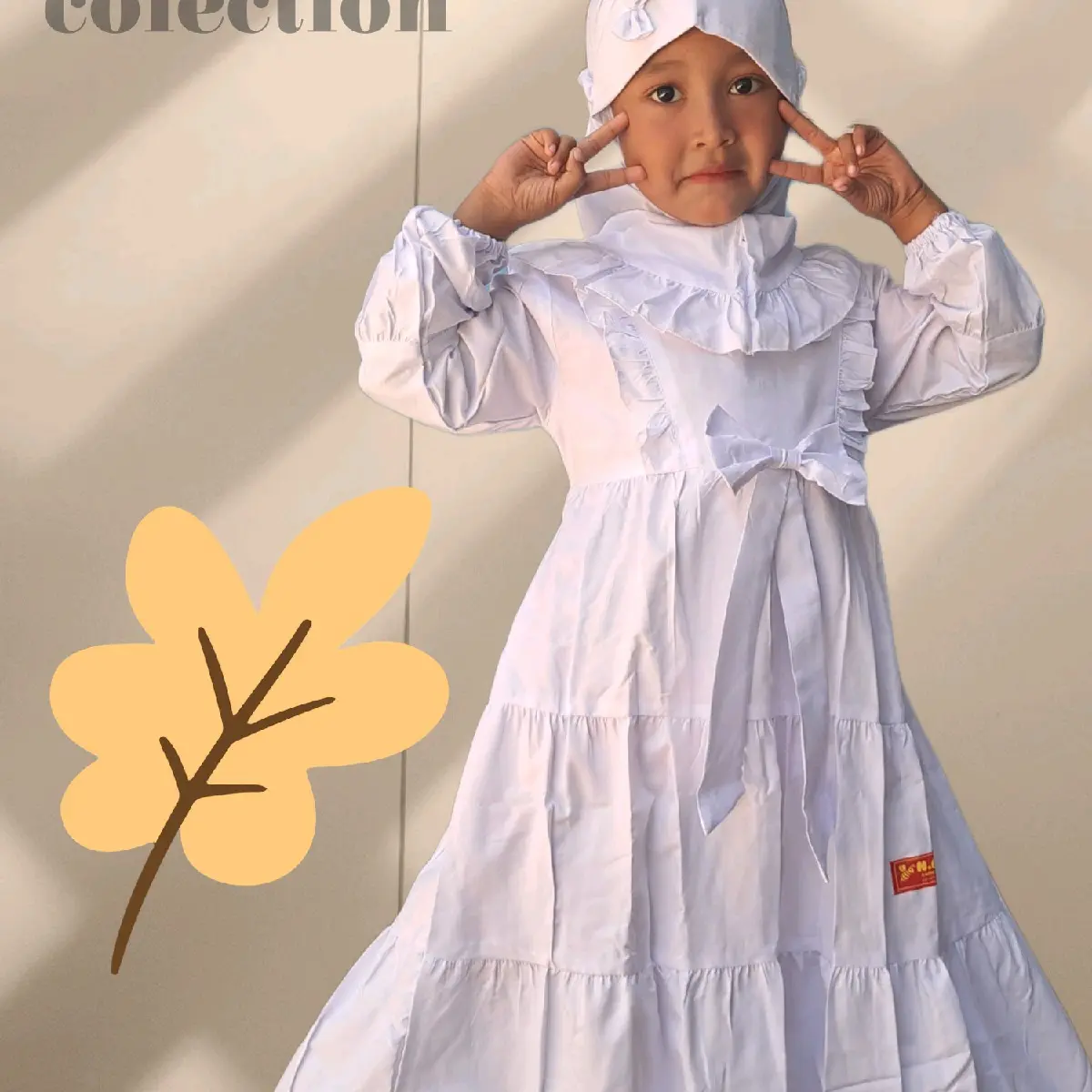 Gamis anak putih canda pita N.A.F/gamis anak manasik Dewasa Muslim Sekolah Dress Baju Remaja Syari Lebaran