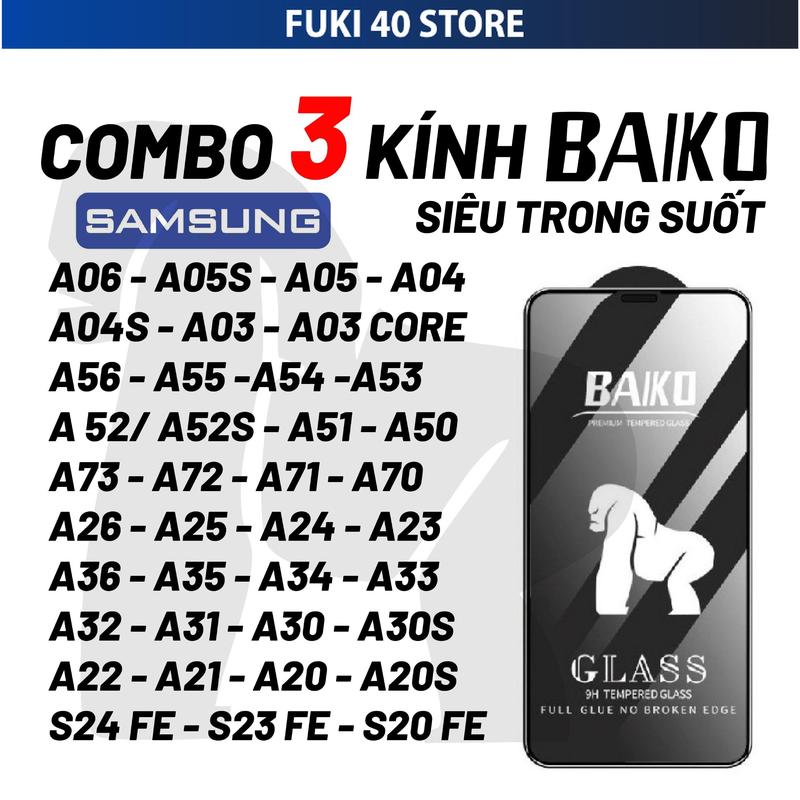 COMBO 3 KÍNH Kính cường lực cho Samsung A55 5G A05 A06 A13 A14 A20 A21s A22 A23 A24 A30 A30s A31 A32 A33 A34 A50 A50s A51 A52 A52s A53 A54 A55 A70 A71 A72 A73 M23 M30 M30s M31 M32 M33 5G M51 M52 M53 M62 A02 A02s A03 A03s A04 A04s A11 dán full màn hình