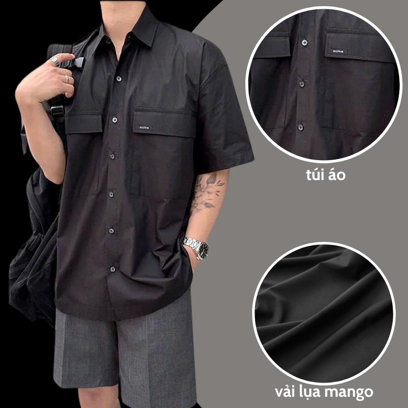 Áo sơ mi nam big size LẠC LẠC FFICIAL , sơ mi nam tay ngắn ,vải lụa mango form rộng , có size 100kg 4