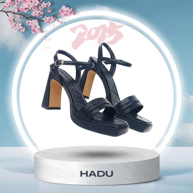 Giày Sandal Gót Trụ 9P Sườn Kép Quai Ngang ARES HADU M956 BH 24 Tháng Giày Dép Nữ Cao Cấp DéP Shoes
