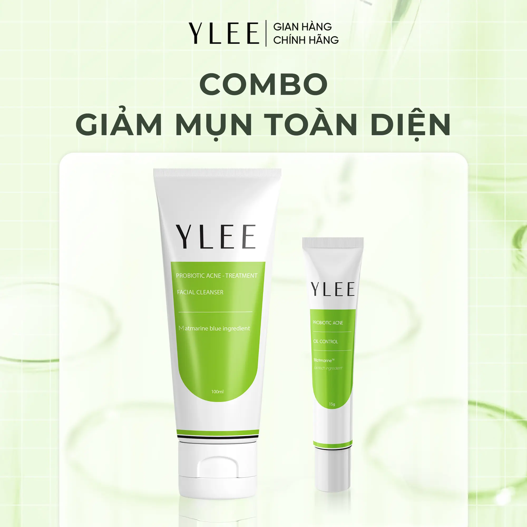 [VSA] Combo Trị mụn toàn diện YLEE cho da dầu mụn gồm 01 Sữa rửa mặt và 01 Gel trị mụn - Giúp trị mụn ẩn, mụn đỏ sưng viêm, mụn trứng cá