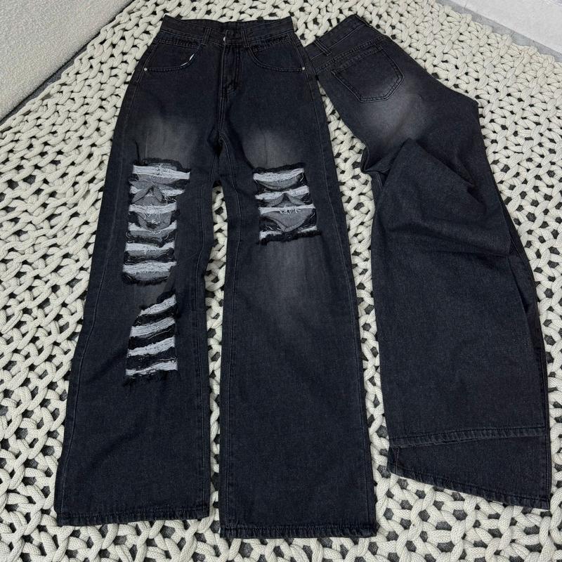 NQ NQ-JEANS Quần Jean Suông xám rách không giãn dài 110cm SC_12 Pants
