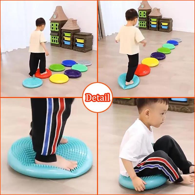Product Introduction of Children Inflatable Sensory Cushion Sports Toys Stepping Balance Stones Training Massage Ball PVC Sensorial Autismo Social Games 22