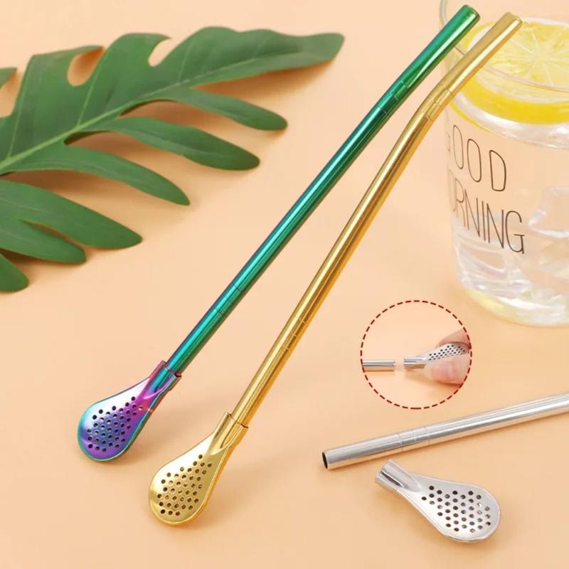 Ống hút Uống Nước bền và đầy màu sắc, được làm bằng thép không gỉ 304, có thể tái sử dụng, với bộ lọc Yerba Mate, có thể giặt được, thích hợp cho Bombilla, bộ lọc trà quả bầu, phụ kiện Bar, baninban 0