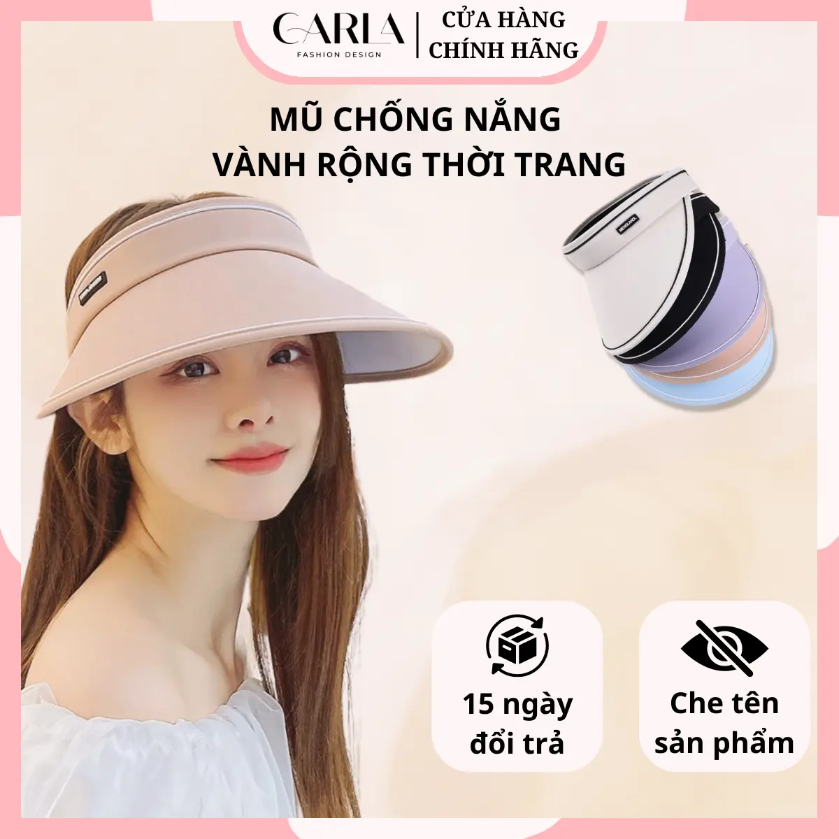 Combo 2 Mũ Rộng vành Thời Trang Nón Nữ Nửa Đầu Chống Nắng Chống UV Năng Động Trẻ Trung Women Cap Cap