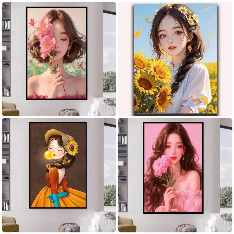 Tranh Dán Tường 3D Hình Cô Gái Hiện Đại _ 40x60cm - Trang Trí Phòng Ngủ Phòng Khách Độc Đáo Có Sẵn Keo poster conan27 giấy dán bàn học miếng tủ lạnh general posters