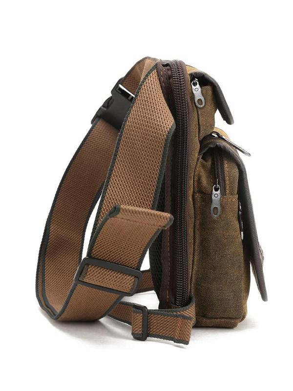 Men's Casual Solid Color Durable Zipper Belt Bag, Simple Solid Color Outdoor Sports Compact Phone Wallet Bag, Fashionable Versatile Sling Bag for Daily Use 6