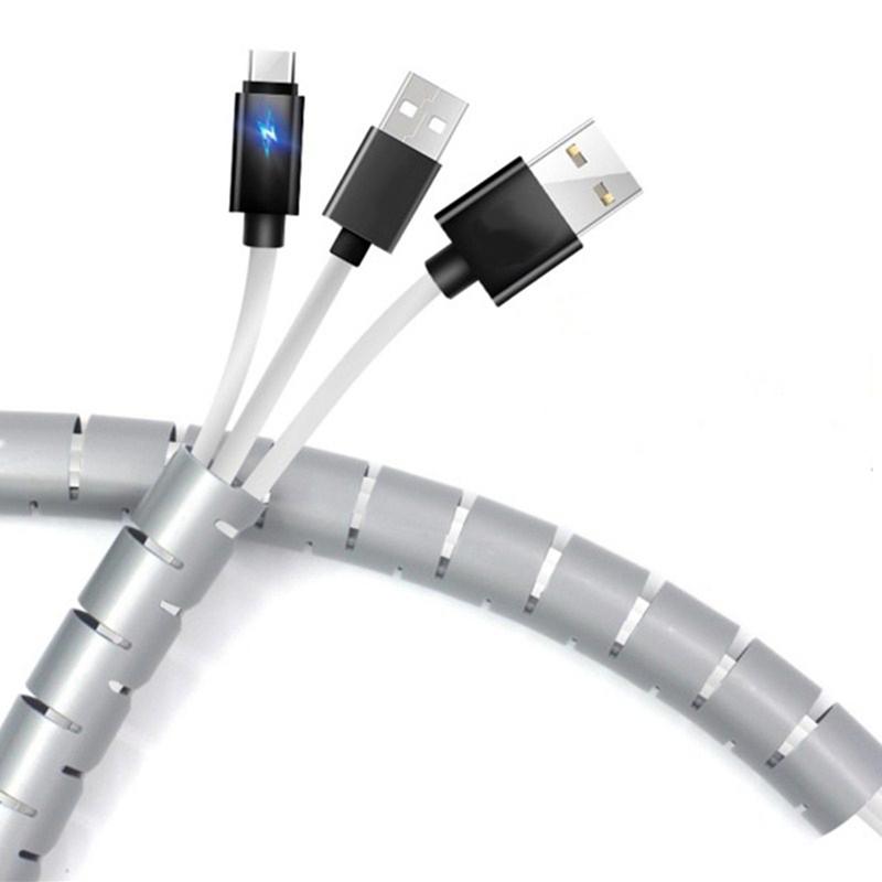Desktop Wire Wrap Cable Winder Tube Cord Protector Management Cable Organizer Storage Pipe 5