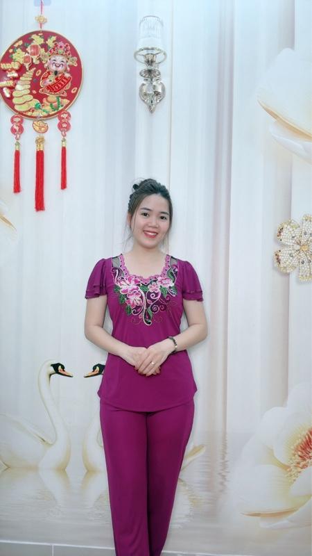 Product Introduction of A55 Đồ bộ thun nữ trung niên áo thêu hoa, tay cánh tiên hai tầng Women thương hiệu đồ bộ Hải Sơn 20