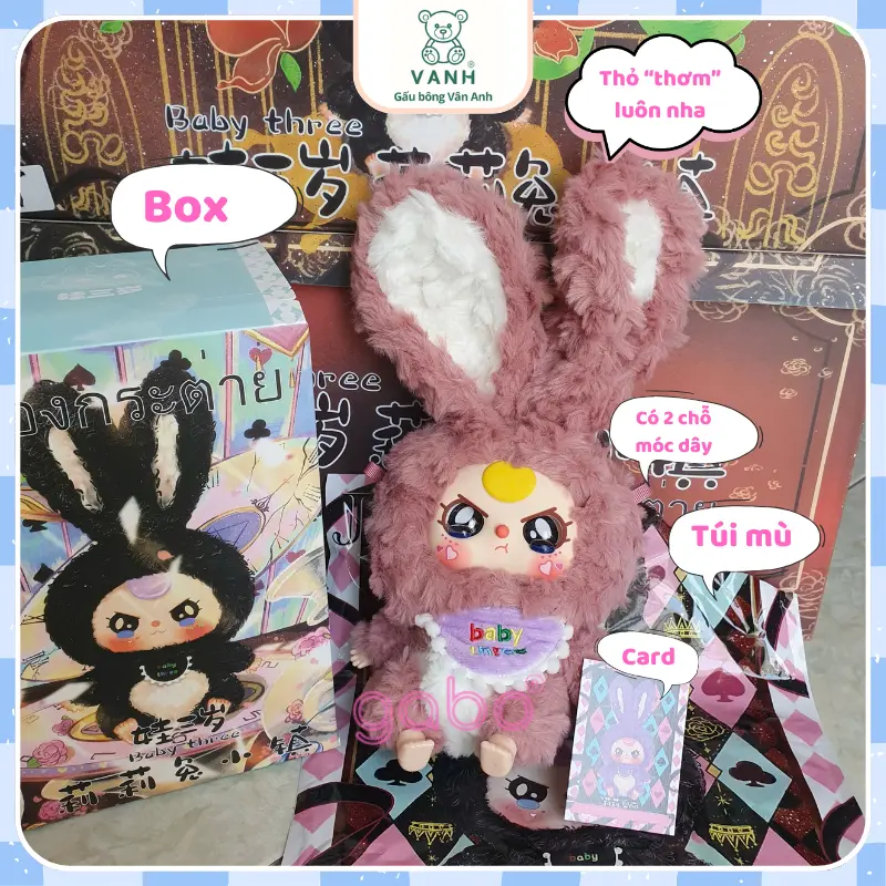 Blind Box Bé Ba Thỏ Thị Trấn hàng VN - mắt ngẫu nhiên, BB3 Bé ba Thỏ Thị Trấn Full Box búp bê nhồi bông quà tặng cho bé sẵn SLL - mắt ngẫu nhiên 1