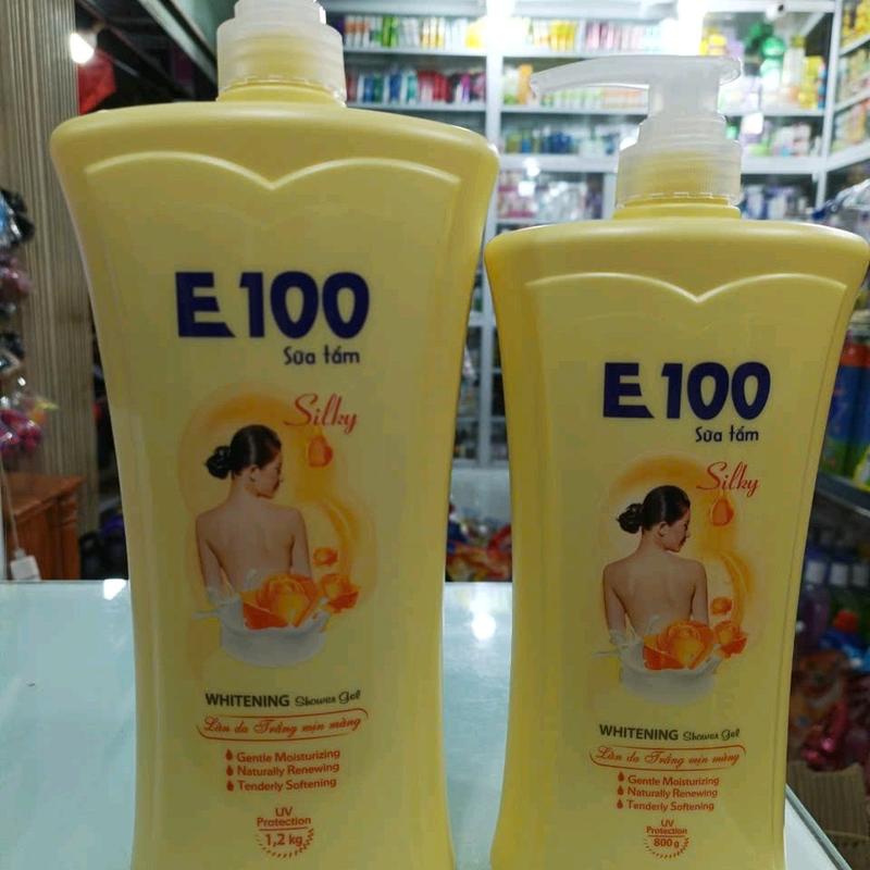 SỮA TẮM E100 VÀNG silky làn da trắng mịn màng size 800g 1kg2