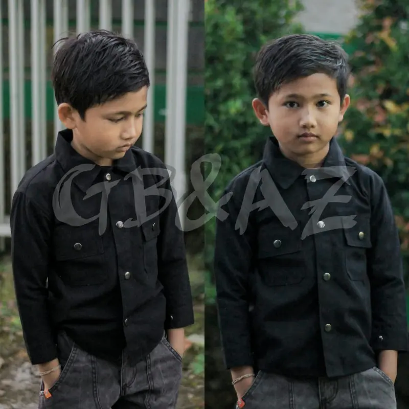 kemeja anak semi parka anak Hitam fashion 0