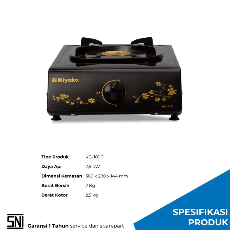 Kompor Gas Miyako KG-101 C Black Stainless Pembersihan Mudah 1