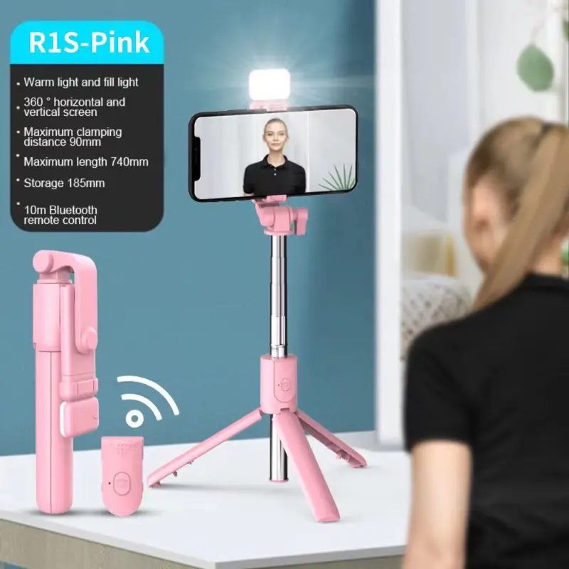 Macaron Multifunction Holder live broadcast tripod Selfie stick with fill light