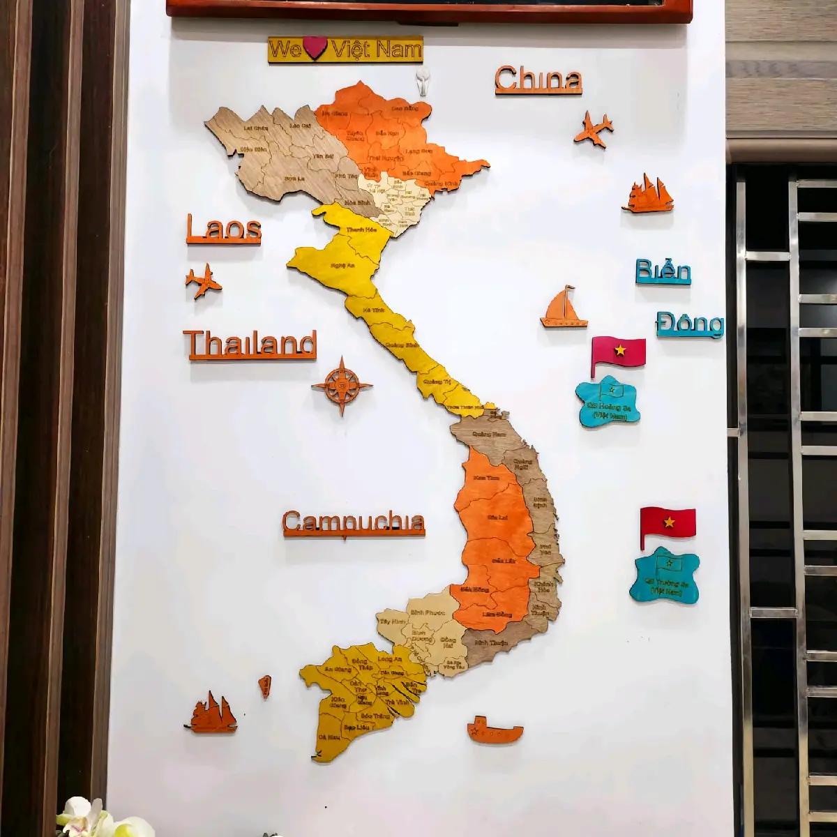Bản đồ gỗ Việt Nam trang trí nhà ở,văn phòng,lớp học.