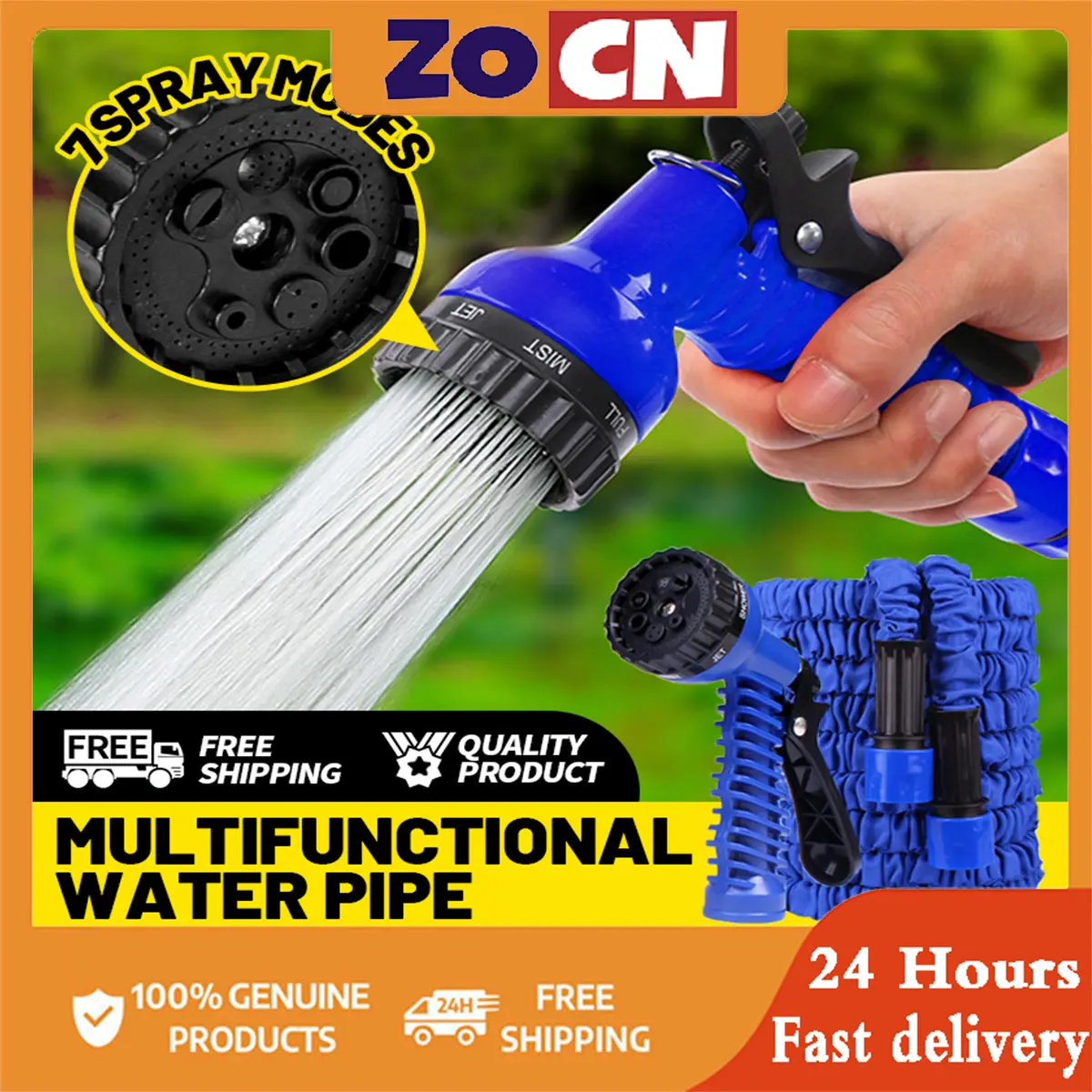 【50FT 75FT 125FT 】Garden Hose Expandable Magic Flexible Home Magic 3X Expanding Hose Flexible high with solid brass hose water head for car wash motorcycle wash dog baths misting garden garage laundry hose
