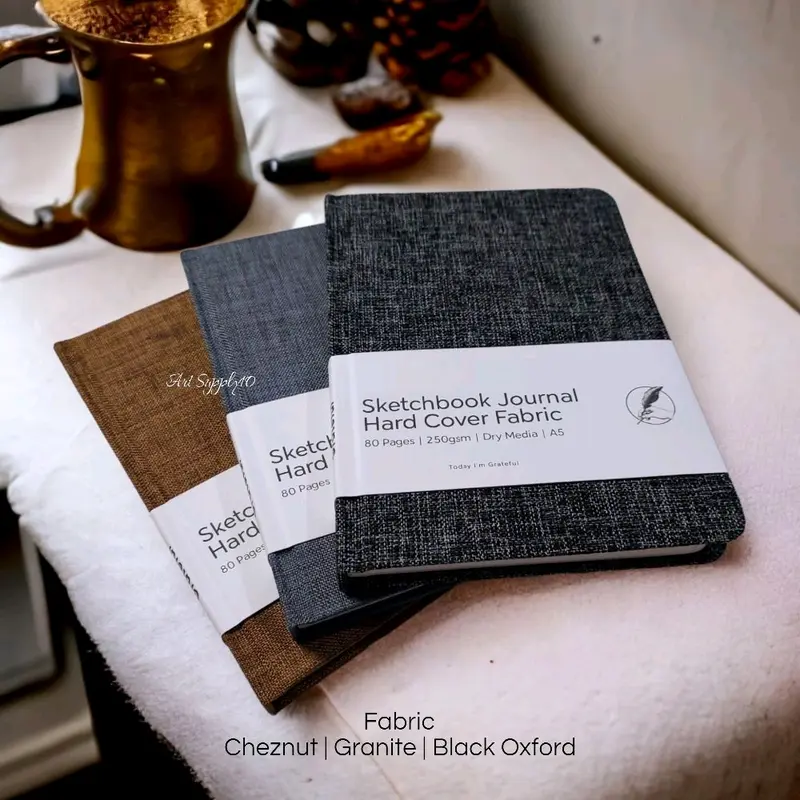Sketchbook Hard Cover Kulit Oscar & Fabric Jurnal A5 250gsm 80 Pages / Cover Kain Kertas Paper 1