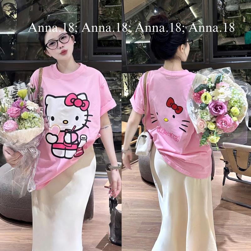 Áo THUN FORM RỘNG COTTON 4 CHIỀU MỀM MÁT FORM RỘNG IN ( MÈO HỒNG _ 2 MẶT ) TOP FORM RỘNG 0