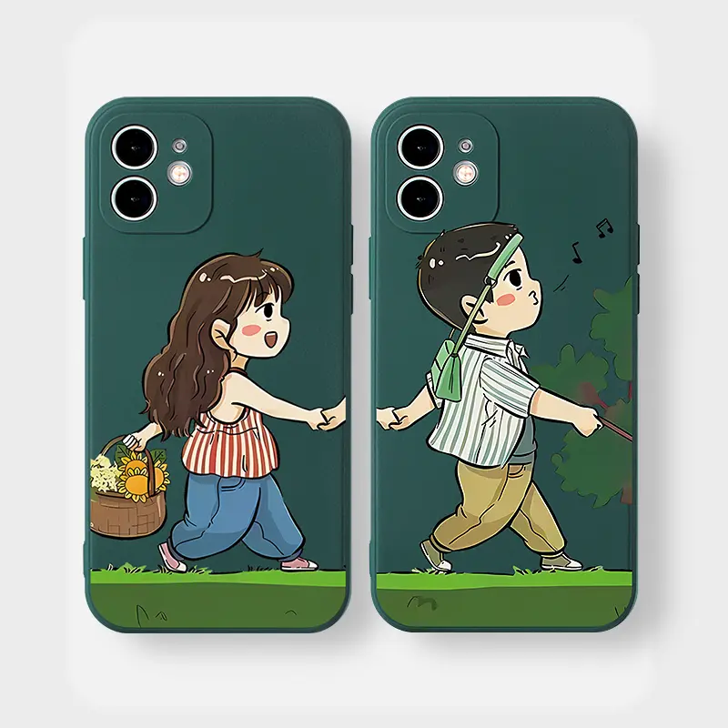 Ốp lưng hoạt hình cặp đôi dễ thương đẹp ngộ nghĩnh cho iPhone 16 15 14 13 12 11 PRO MAX SE 2020 X XR XS ip 8 7 PLUS kute, YYY3546