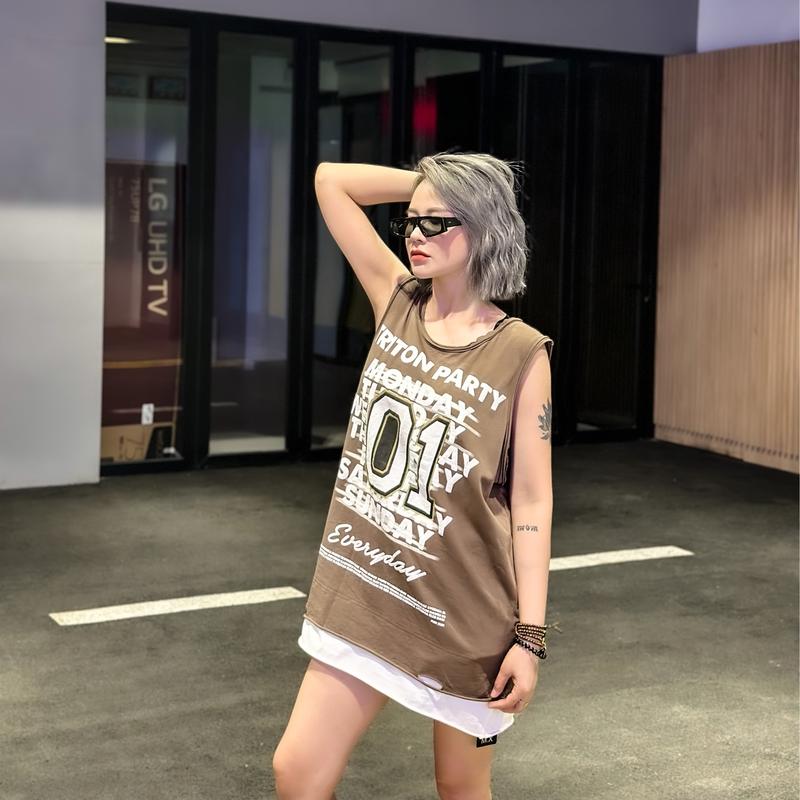 Áo ba lỗ chữ số 01 pha viền hằng tống qc