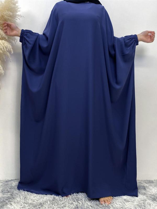Women's Plain Batwing Sleeve Zipper Kaftan, Esme Kaftan Dress, Butterfly Abaya, Asian Suits Eid, Modest Clothes, Modest Loose Long Sleeve Maxi Dress for Spring & Fall, Modest Holiday Outfits, Kaftans for Women 3