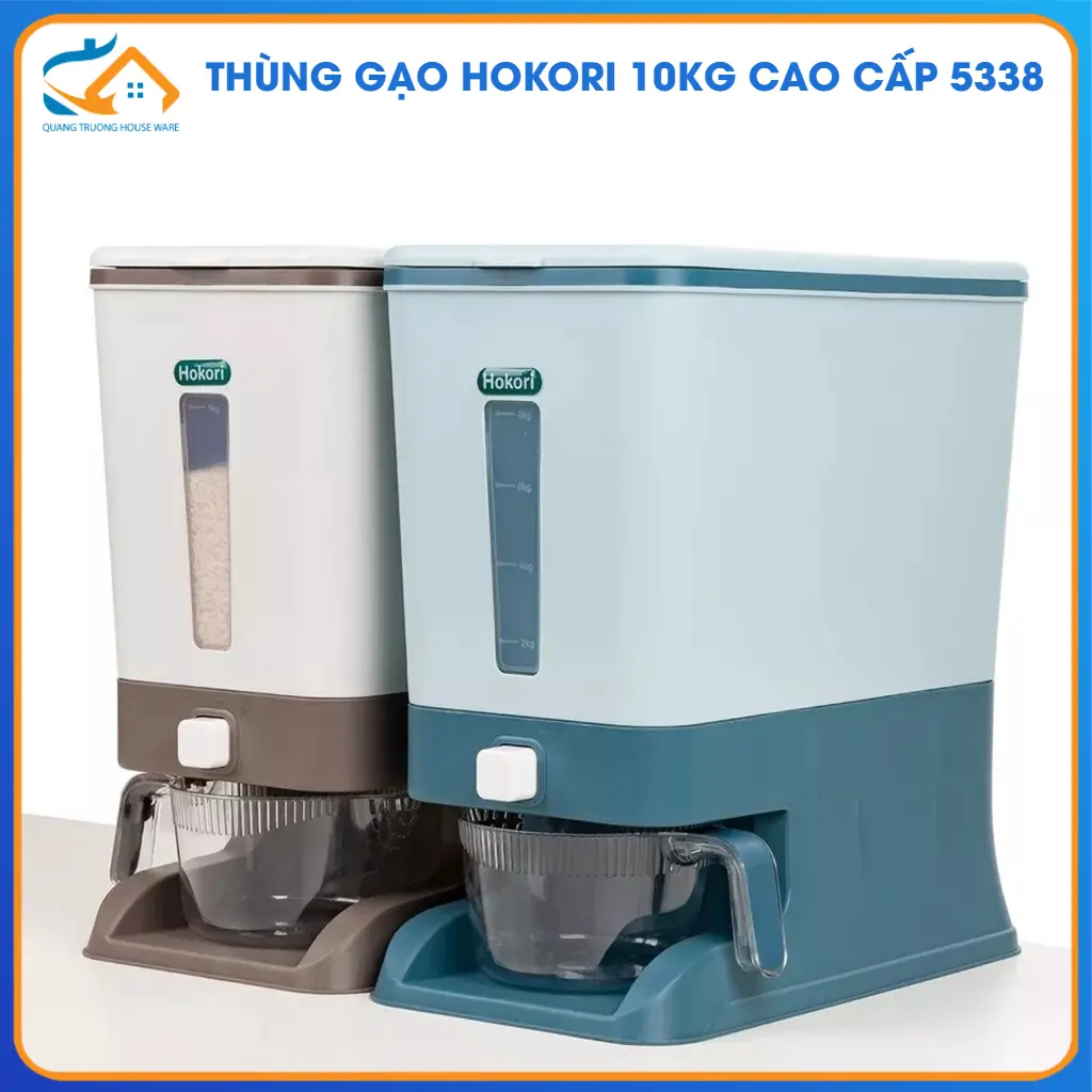 Thùng Đựng Gạo Tiện Ích 10kg Hokori Chống Ẩm, Mối Mọt, Nhựa Việt Nhật Plastic
